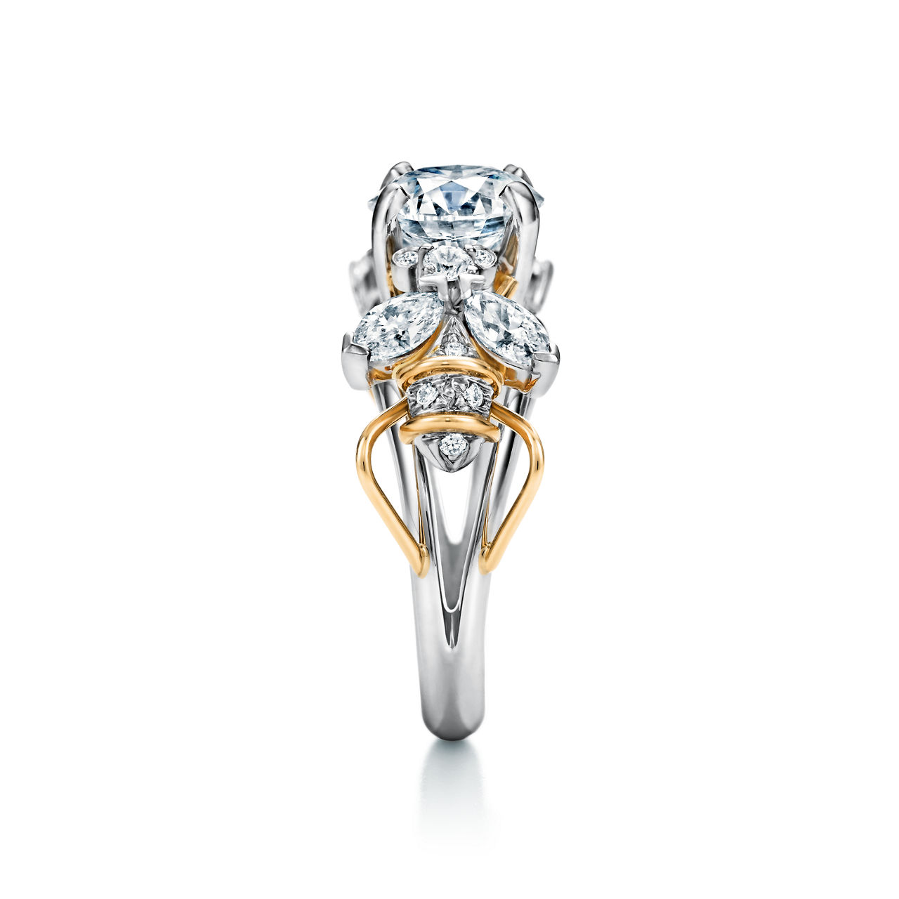 Two Bees Engagement Ring in Platinum and 18k Gold