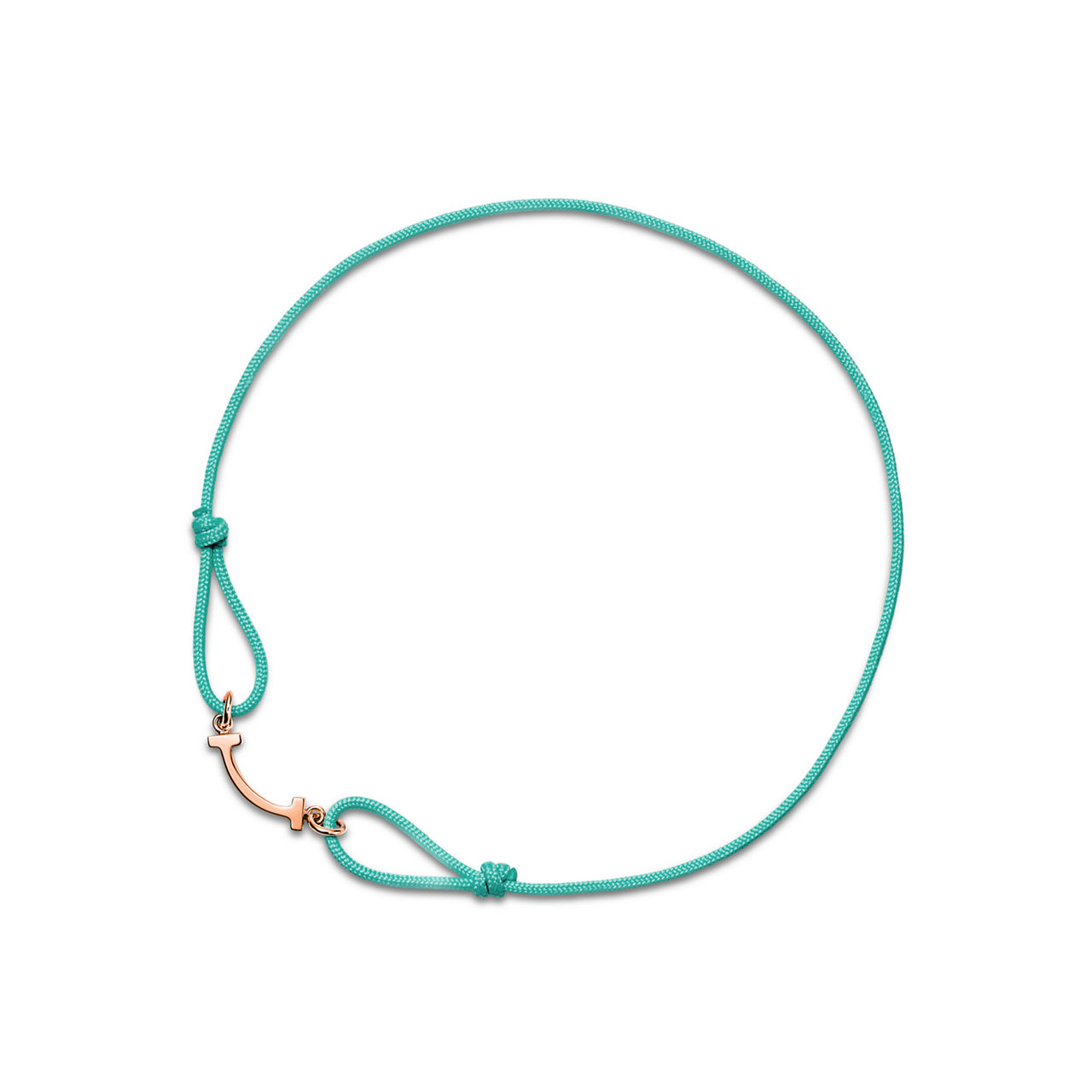 Smile Bracelet in Rose Gold on a Blue Cord