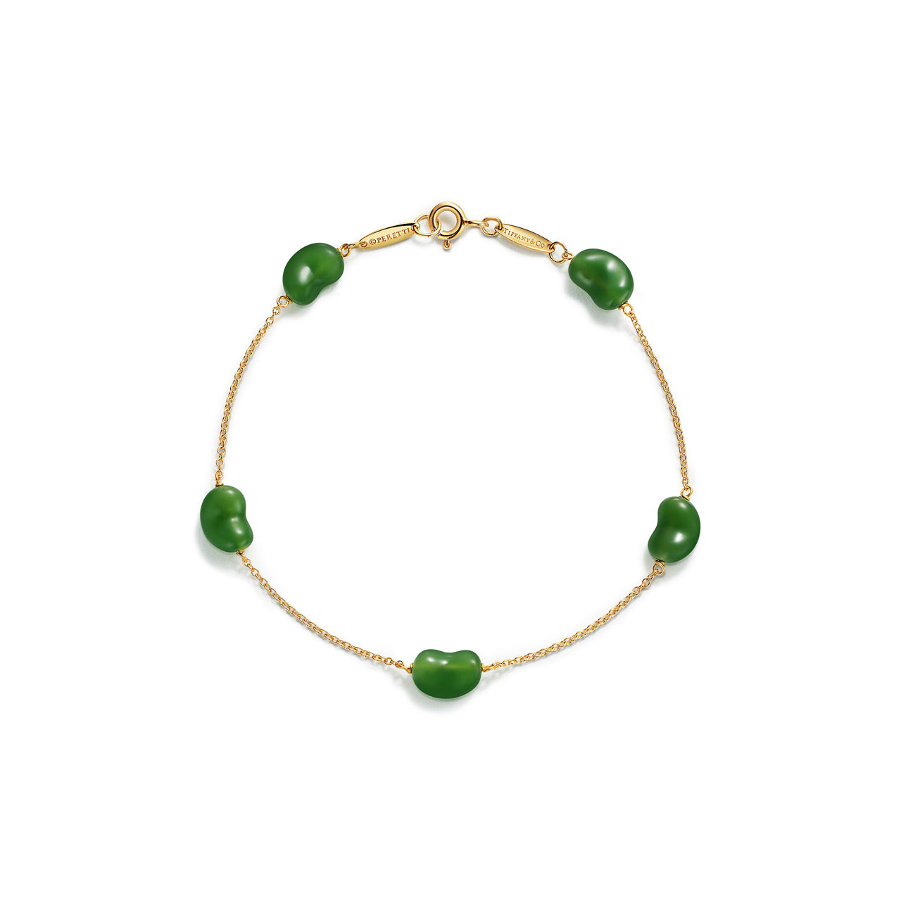 Design Bracelet in Yellow Gold with Green Nephrite Jade