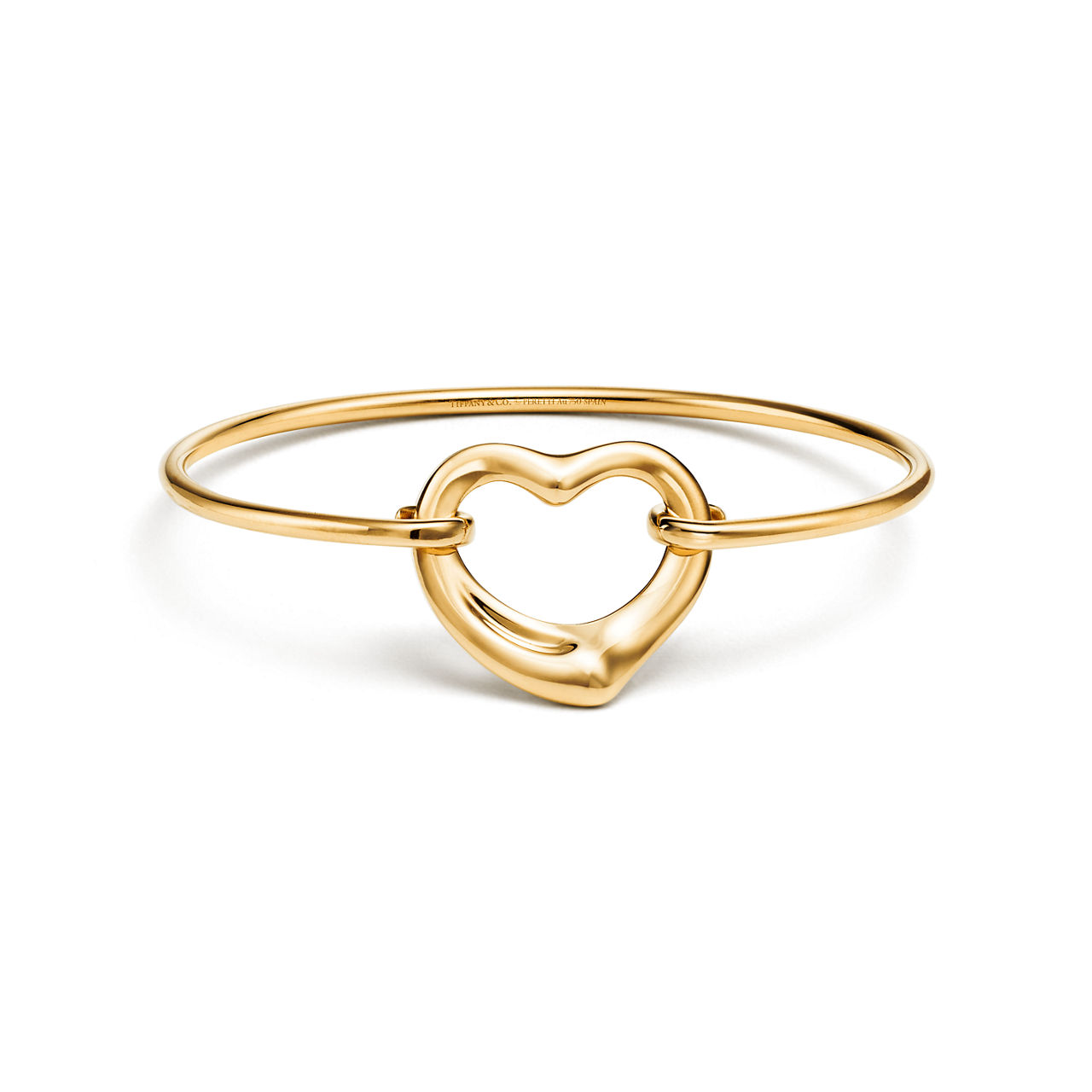 Open Heart Bangle in Yellow Gold
