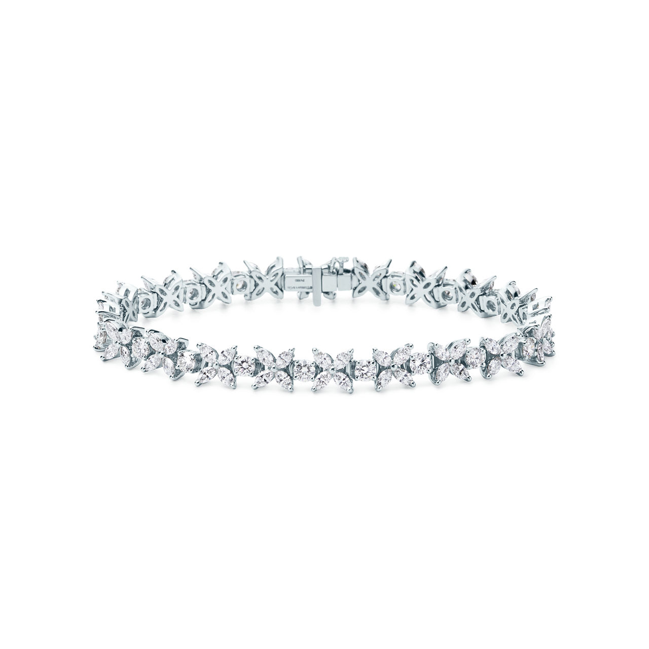 Cluster Tennis Bracelet in Platinum with Diamonds