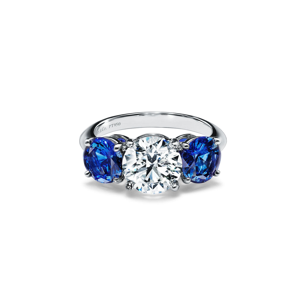 Engagement Ring with Sapphire Side Stones in Platinum