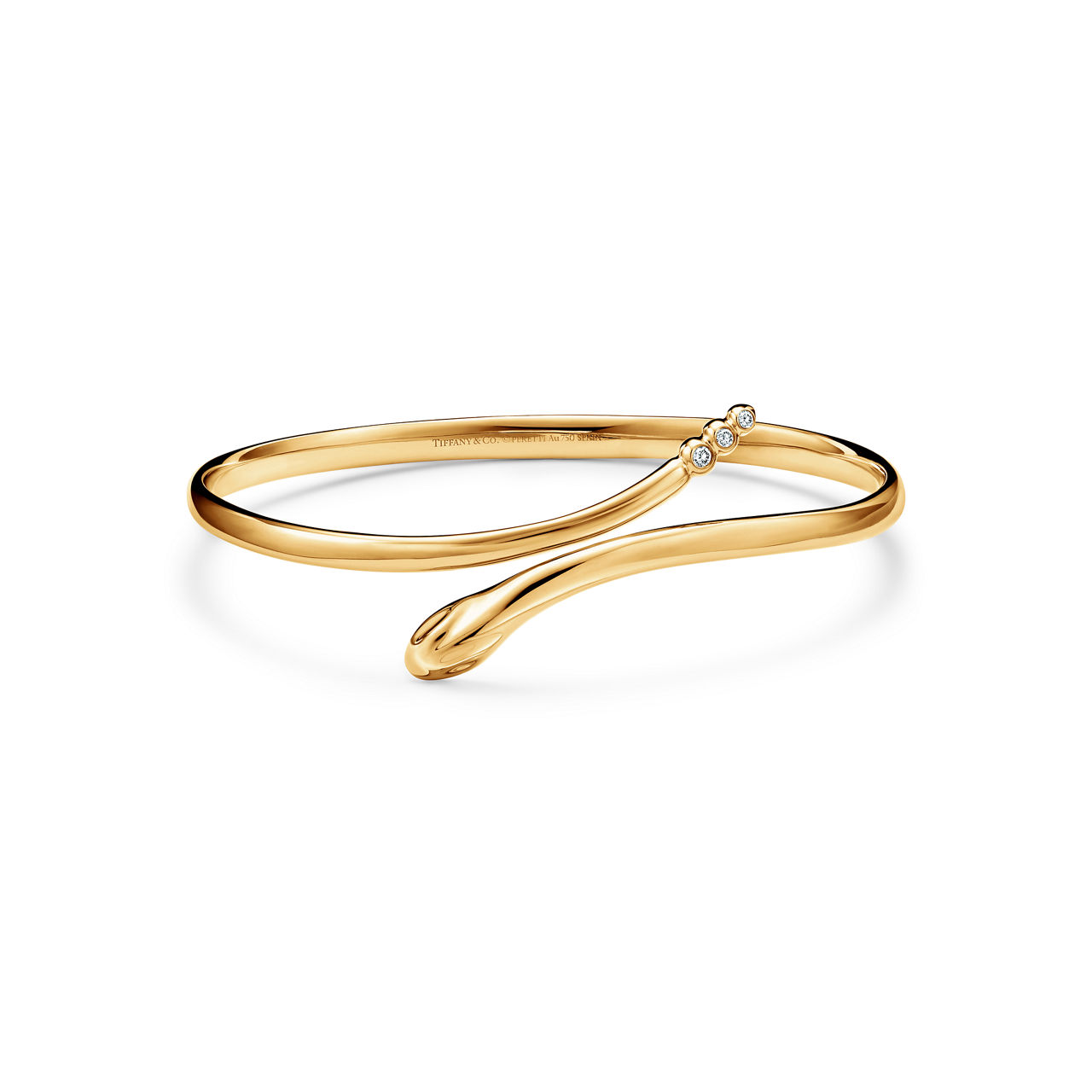 Snake Bangle in Yellow Gold with Diamonds