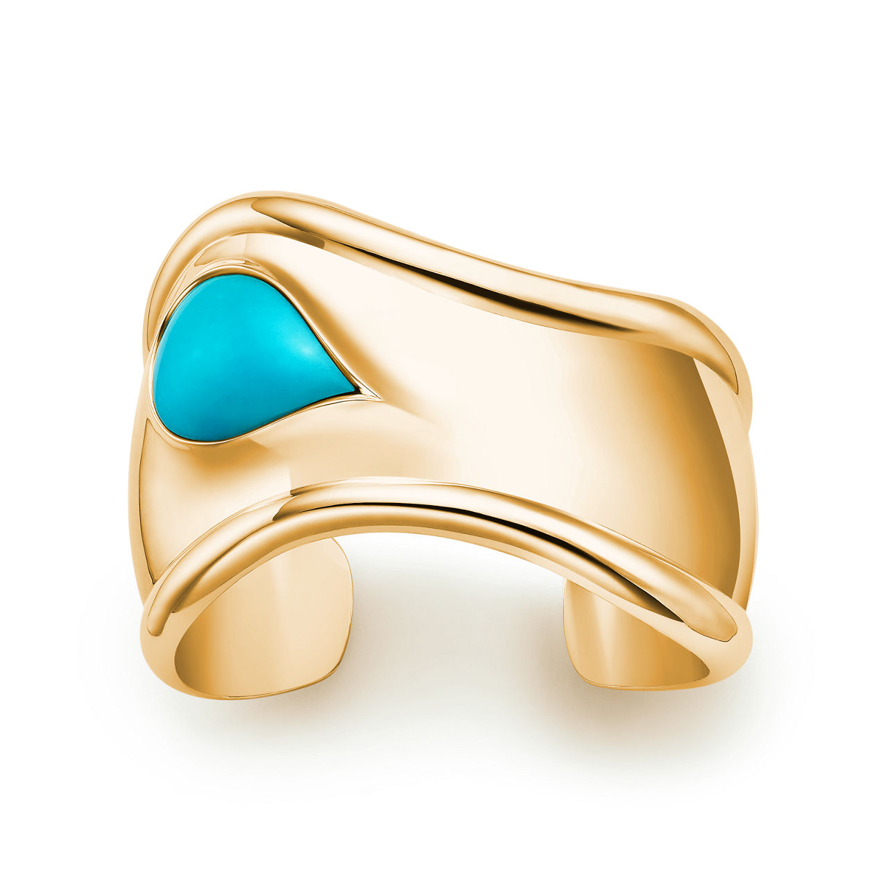 Small Bone Cuff in Yellow Gold with Turquoise