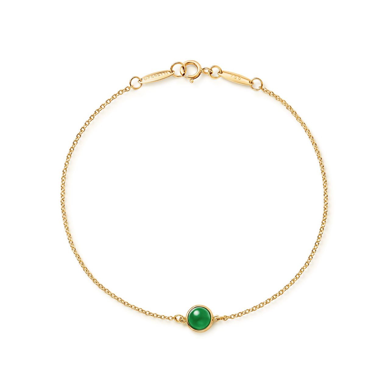 Color by the Yard Bracelet in Yellow Gold with Green Nephrite Jade