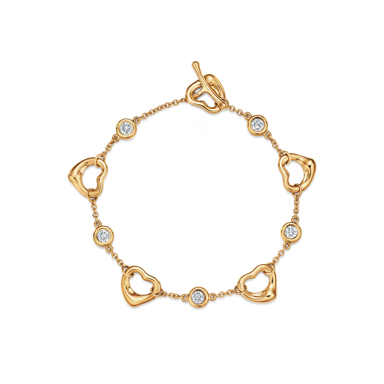 Open Heart Bracelet in Yellow Gold