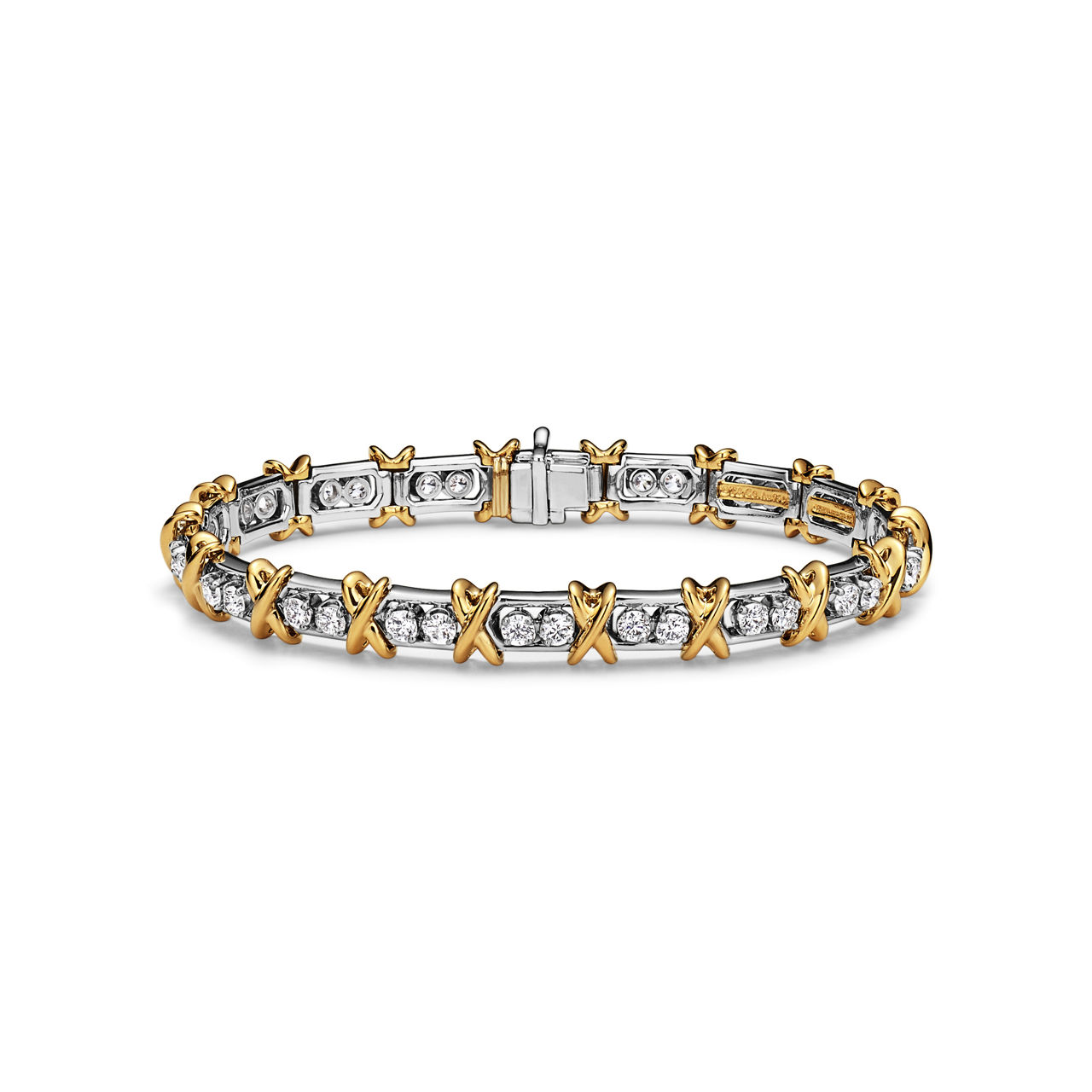 Bracelet in Platinum and Yellow Gold with Diamonds