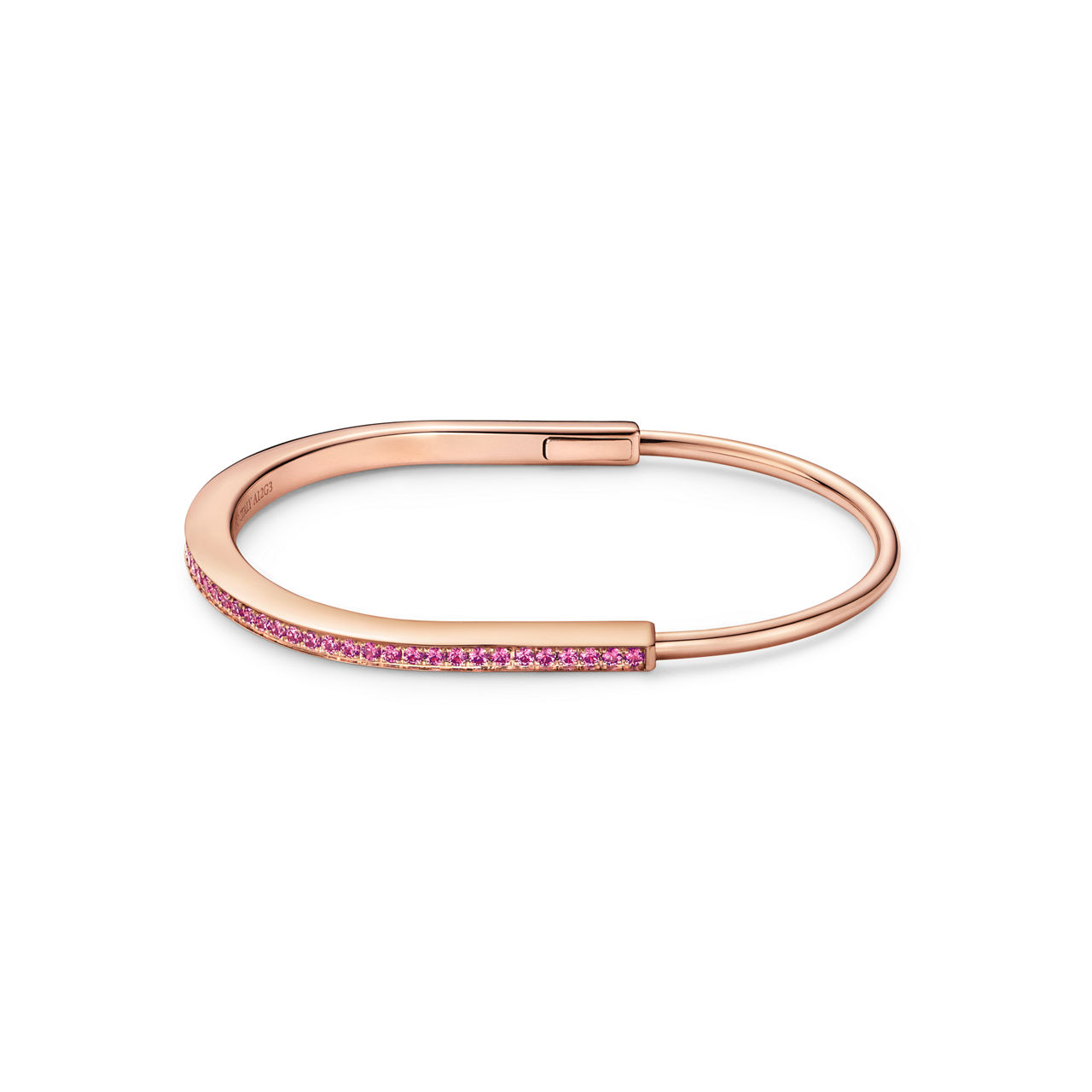 Narrow Bangle in Rose Gold with Pink Sapphires