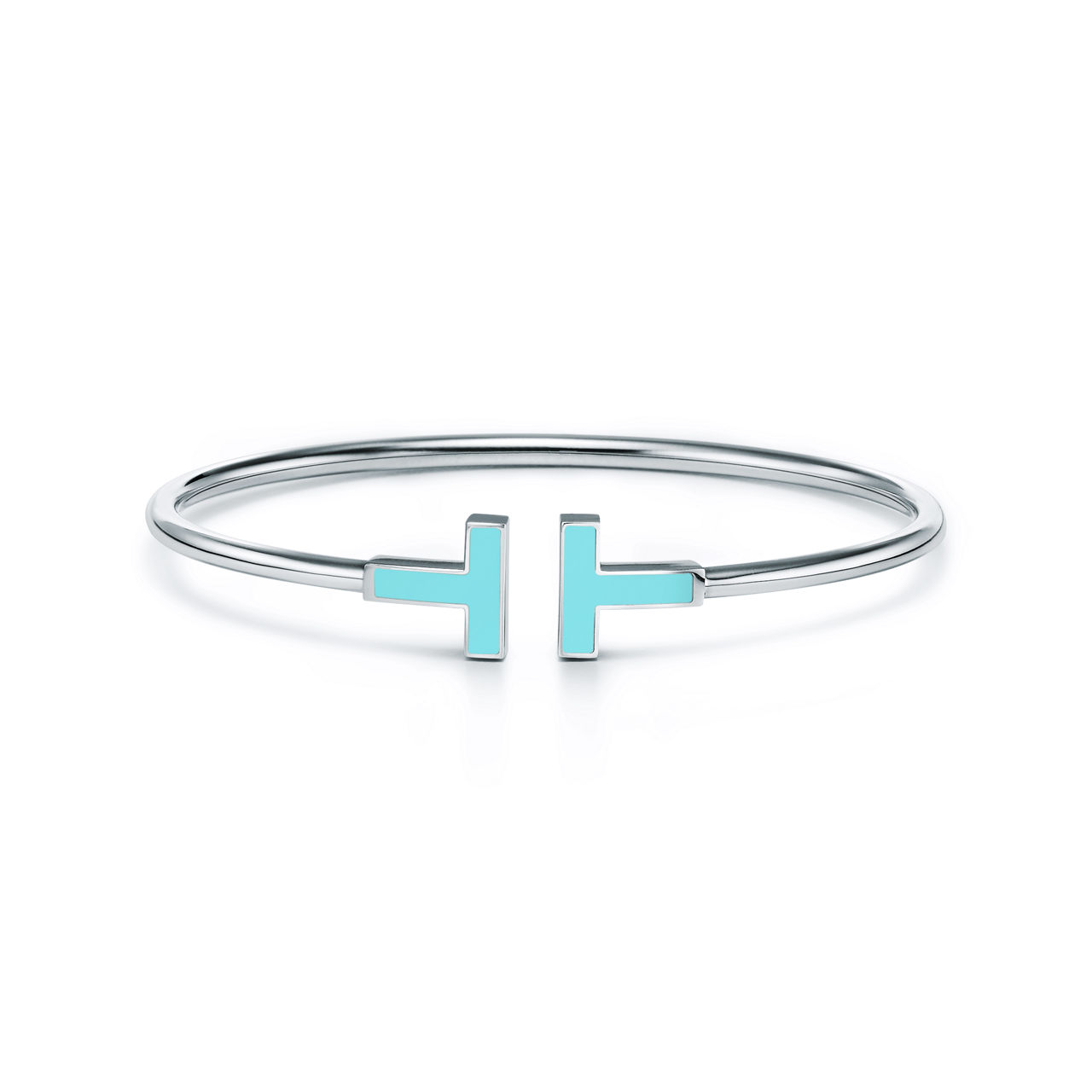 Turquoise Wire Bracelet in White Gold