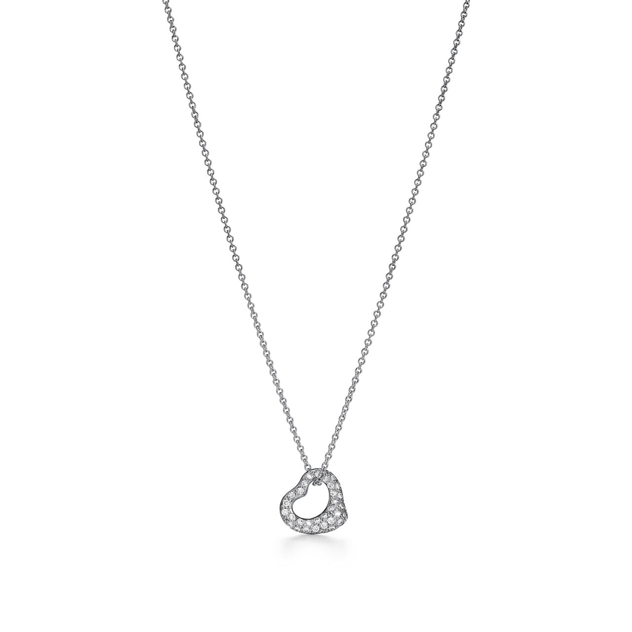 Open Heart Pendant in Platinum with Diamonds