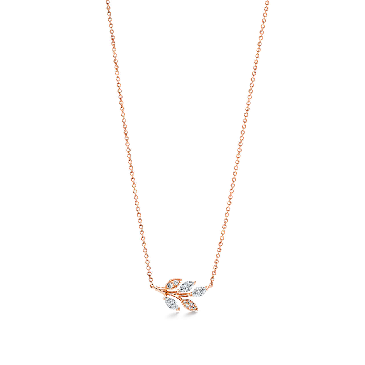 Diamond Vine Pendant in 18k Rose Gold