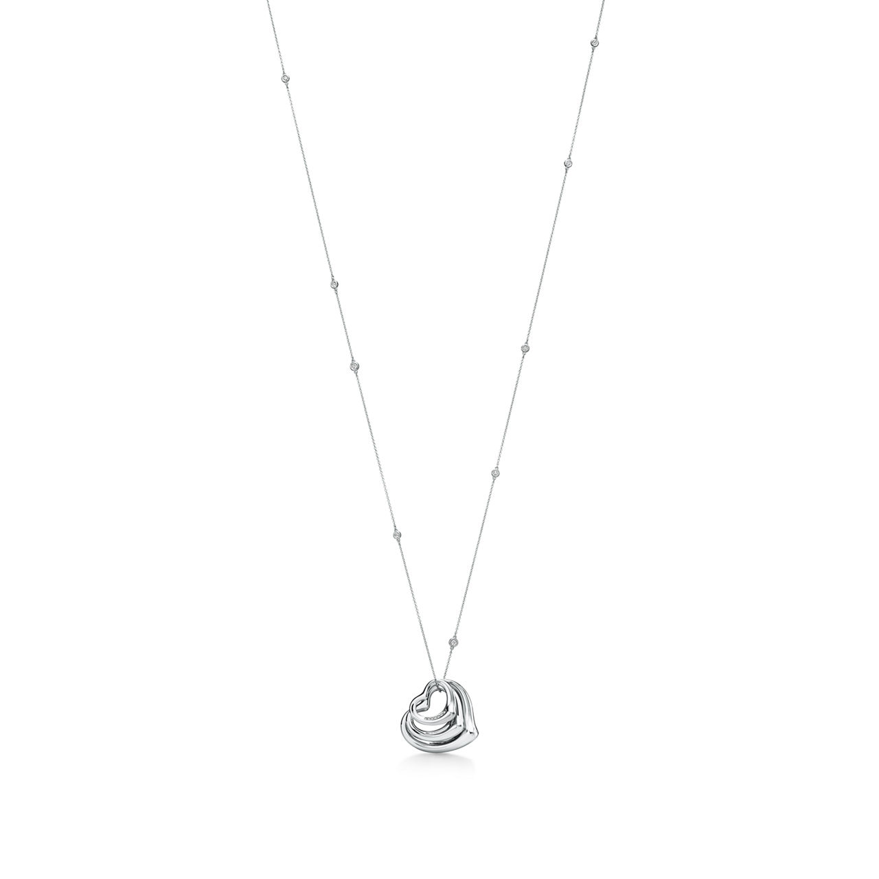 Open Heart and Diamonds by the Yard® Pendant in Platinum with Diamonds