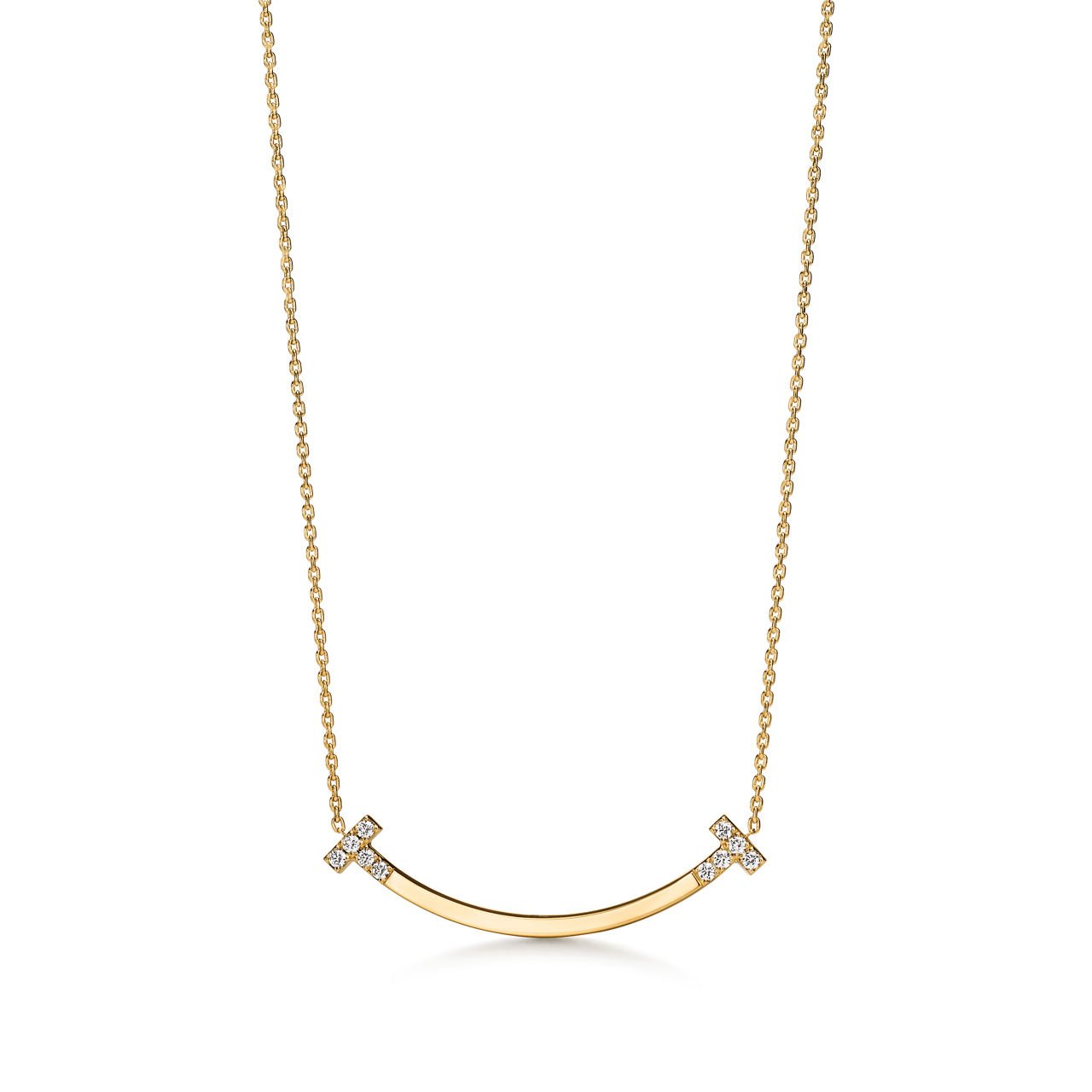 Smile Medium Pendant in Yellow Gold with Diamonds