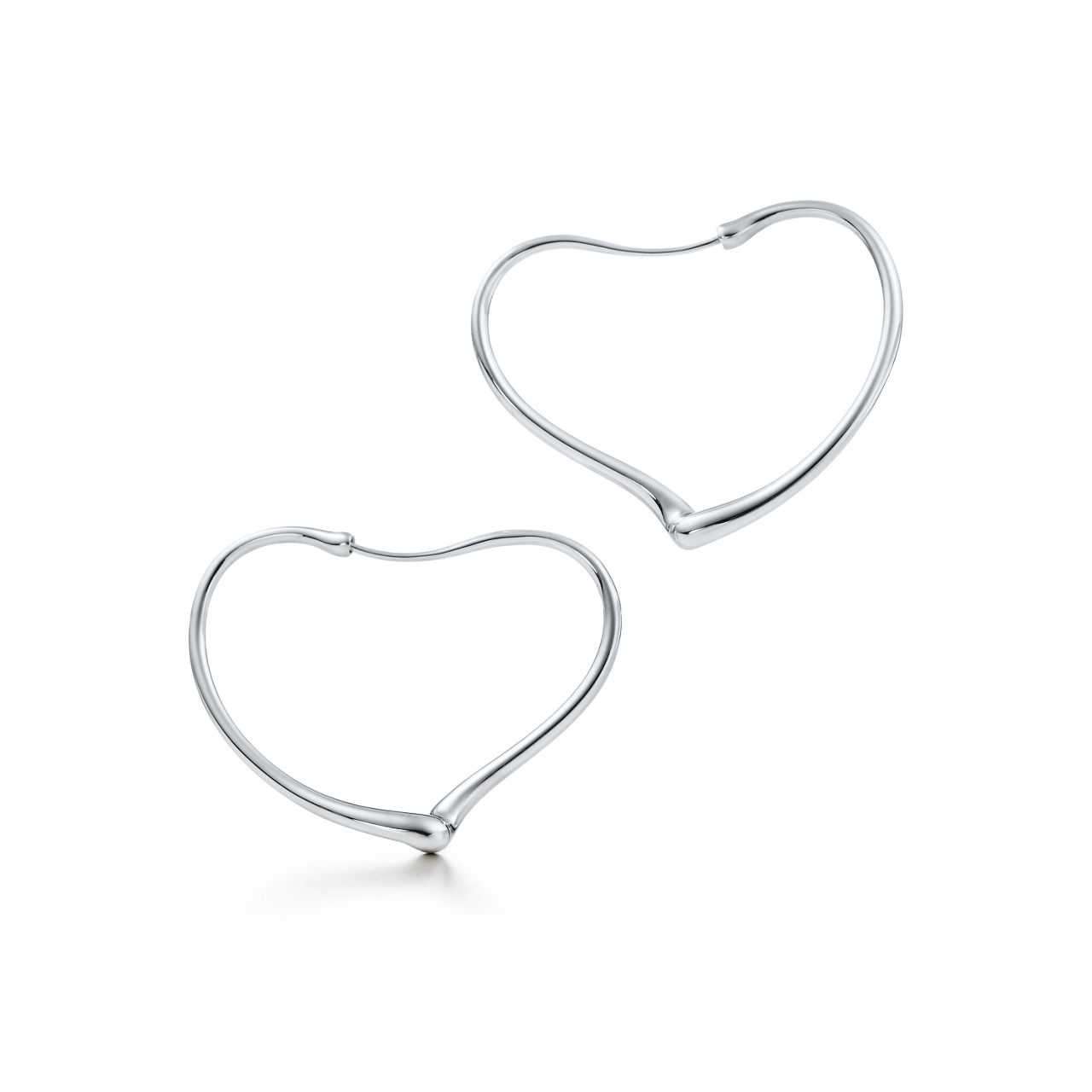 Open Heart Hoop Earrings in Sterling Silver