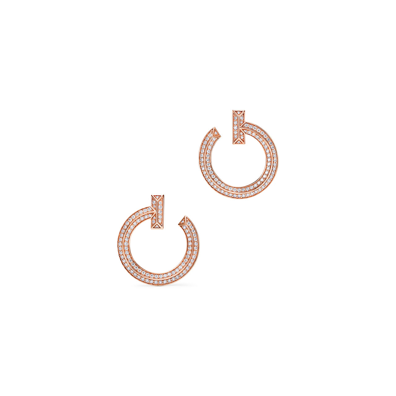 T1 Open Hoop Earrings in Rose Gold with Diamonds