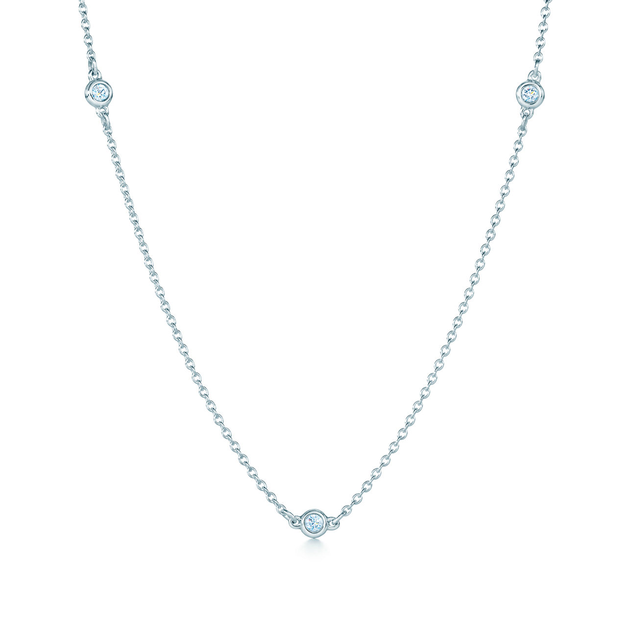 Sterling Silver Necklace with Three Round Brilliant Diamonds