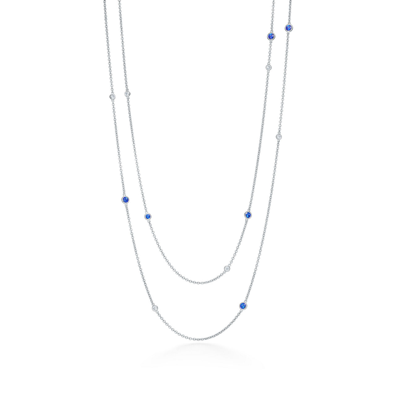 Color by the Yard Sprinkle Necklace in Platinum with Sapphires and Diamonds