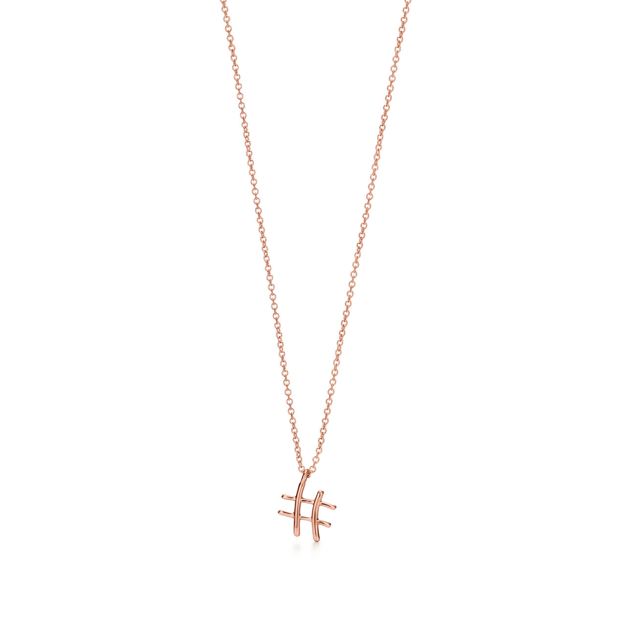 Small Hashtag Pendant in 18k Rose Gold, 16