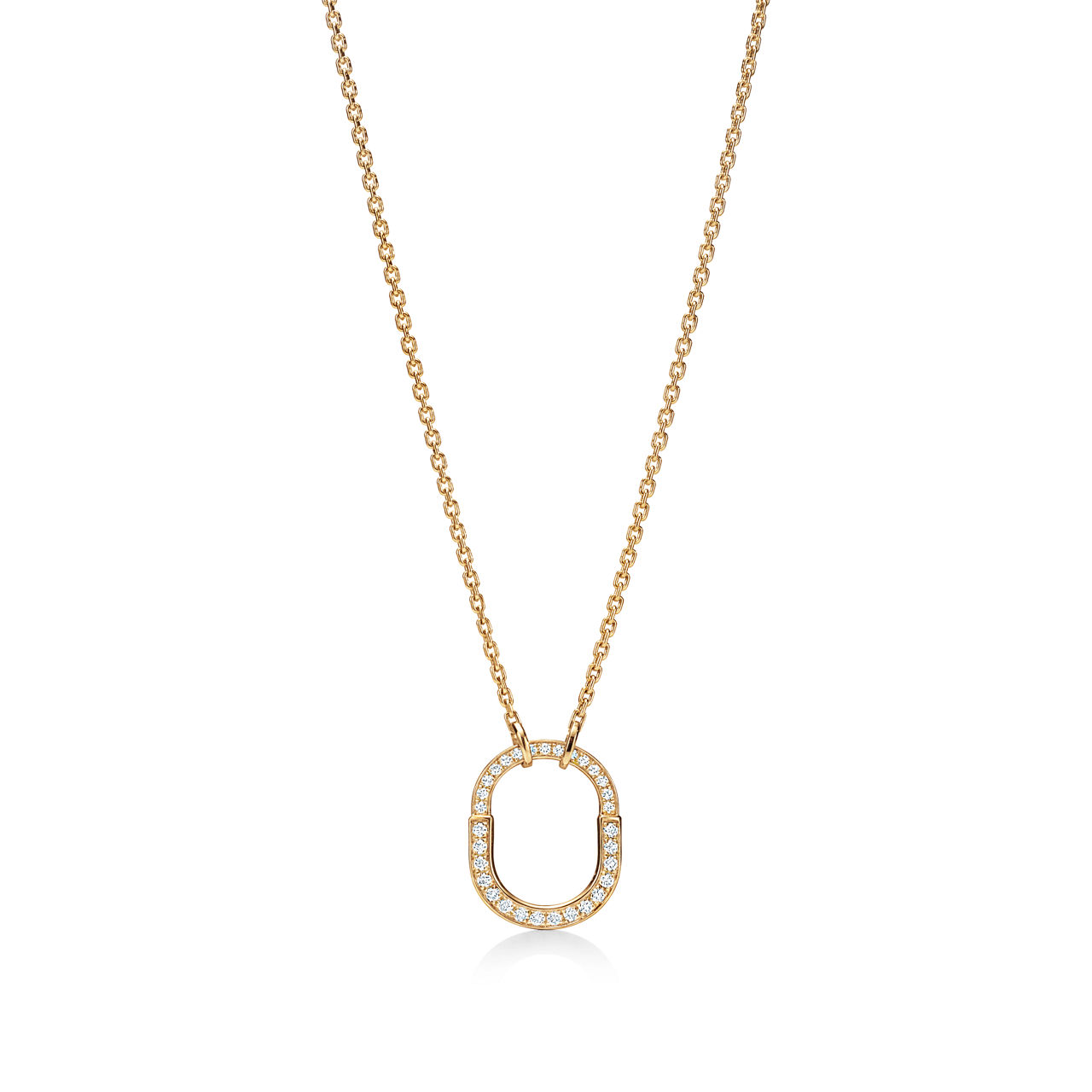 Small Lock Pendant in Yellow Gold with Pavé Diamonds