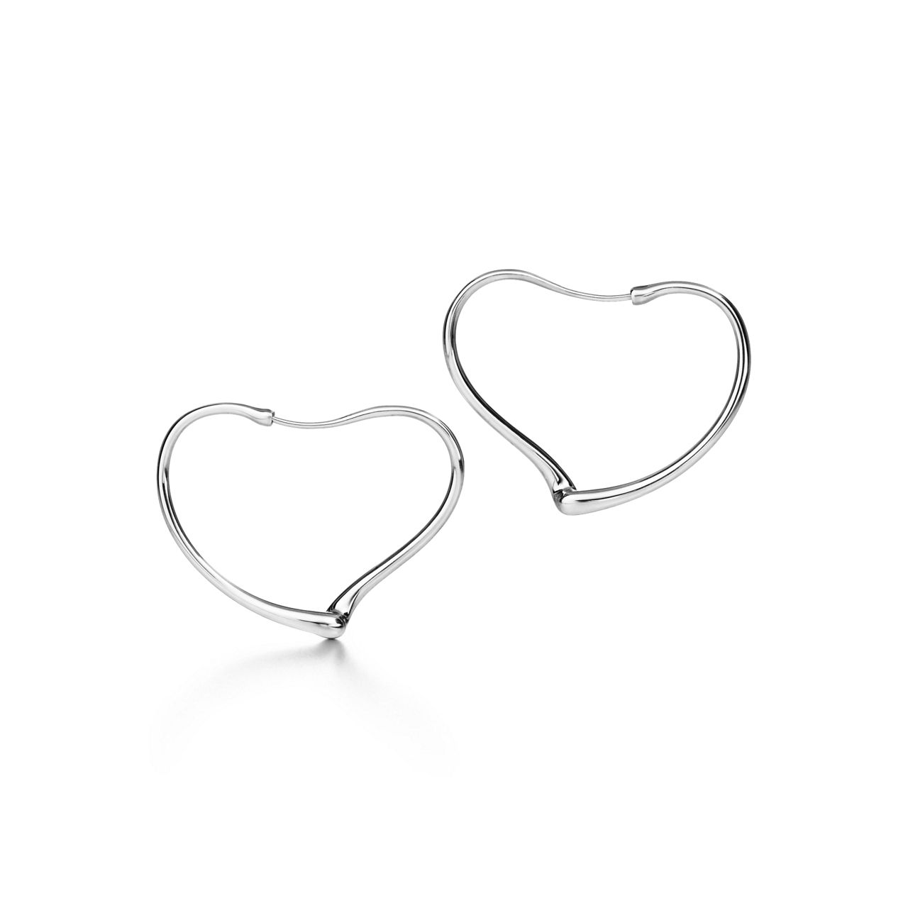 Open Heart Hoop Earrings in Sterling Silver