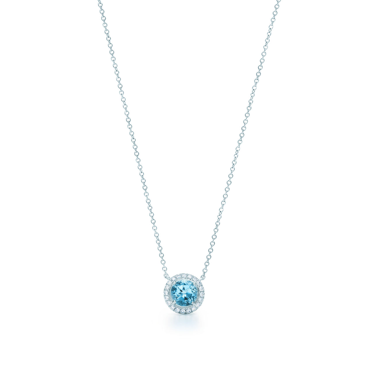 Pendant in Platinum with an Aquamarine and Diamonds