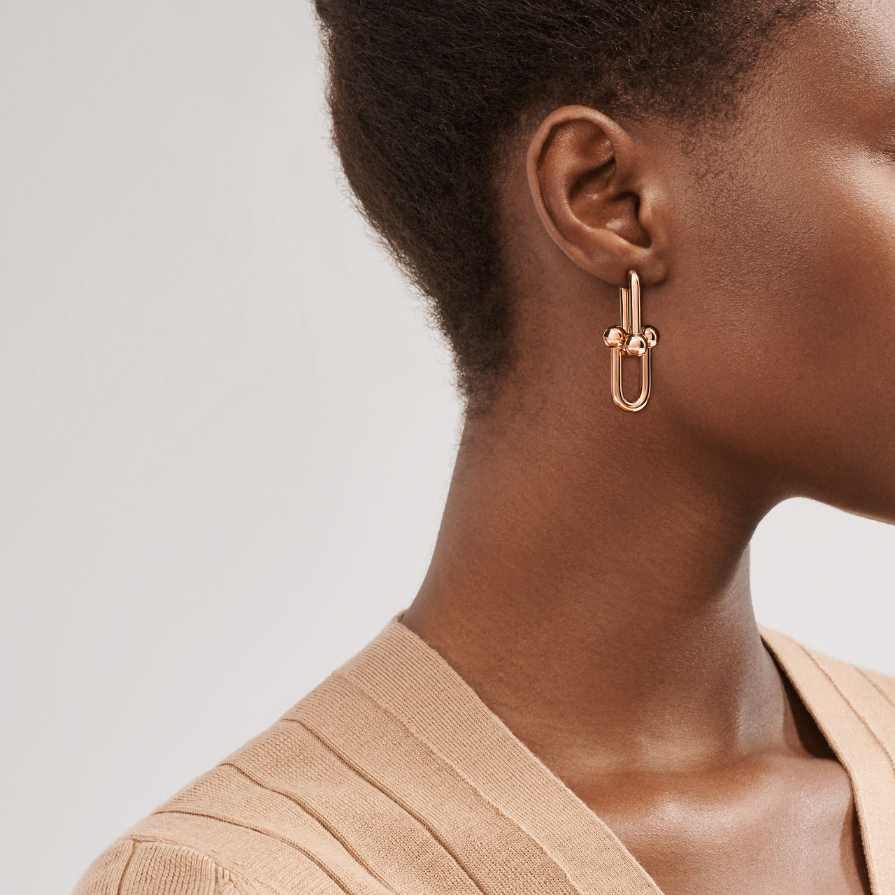 Extra Large Link Earrings in Rose Gold