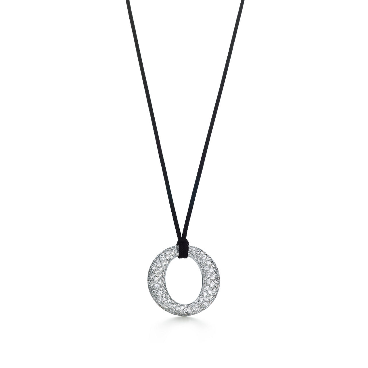 Platinum Pavé Diamond Elliptical Pendant