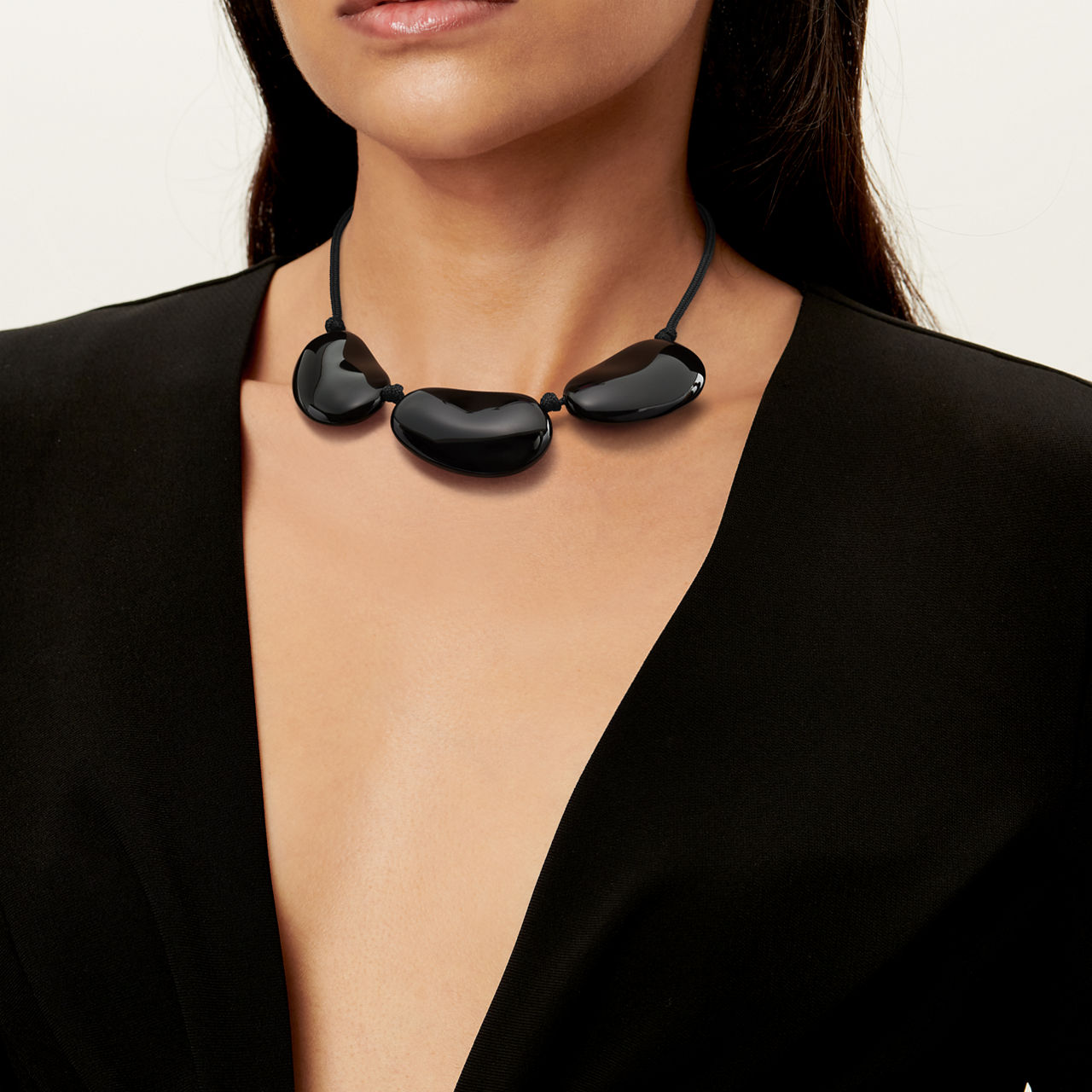 Necklace in Black Lacquer over Japanese Hardwood