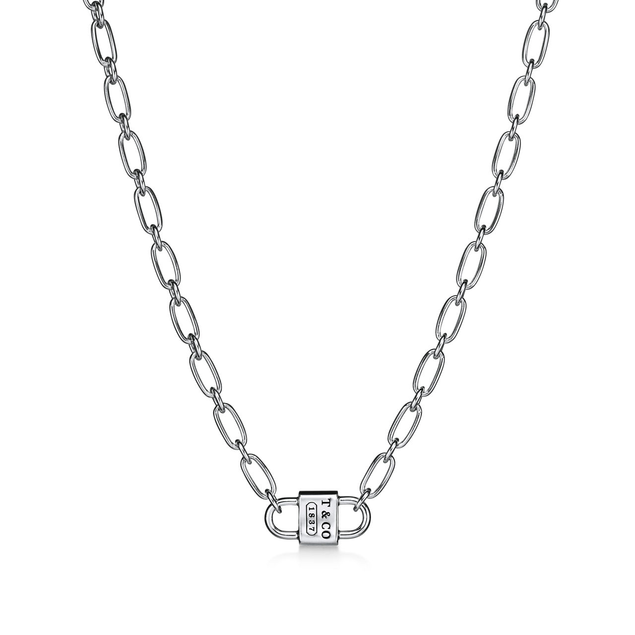 Small Double Lock Necklace in Sterling Silver