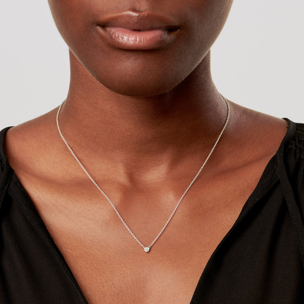 Single Diamond Pendant in Silver