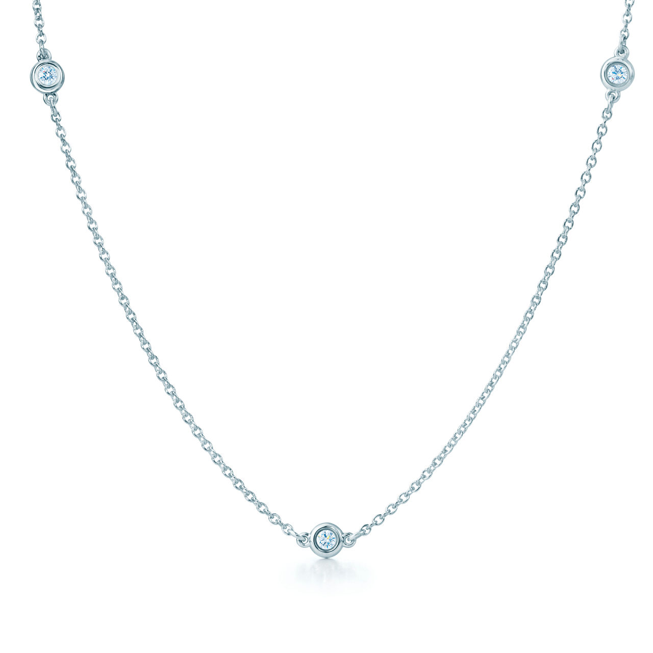 Sterling Silver Necklace with Three Round Brilliant Diamonds