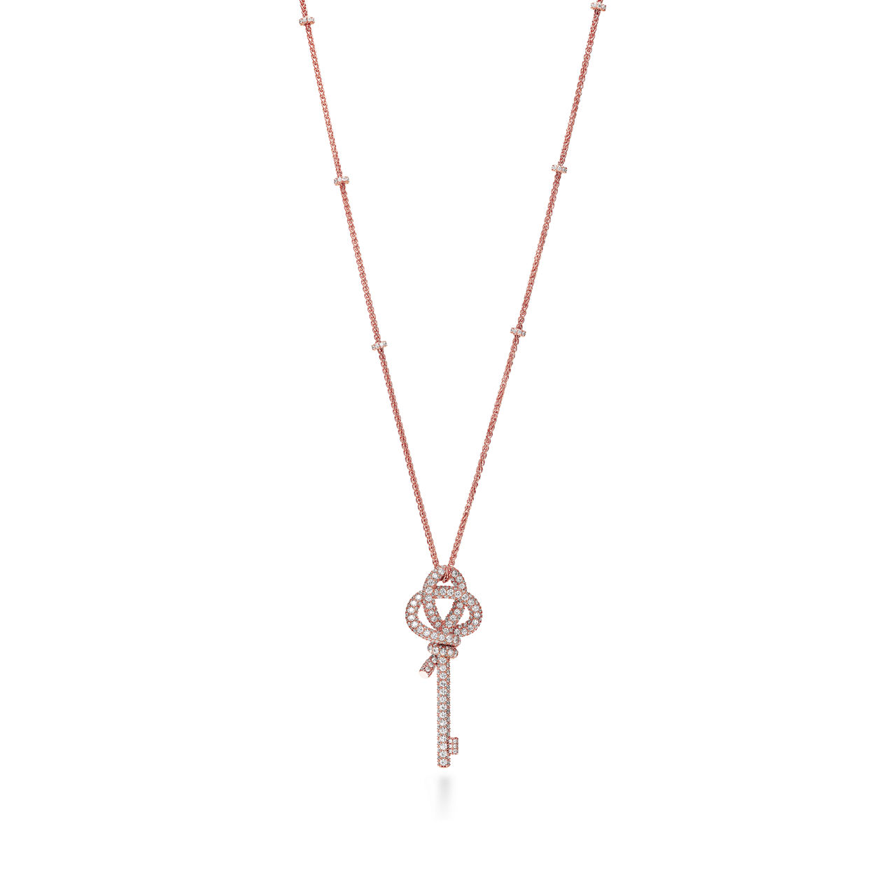 Extra Large Key Pendant in Rose Gold with Diamonds