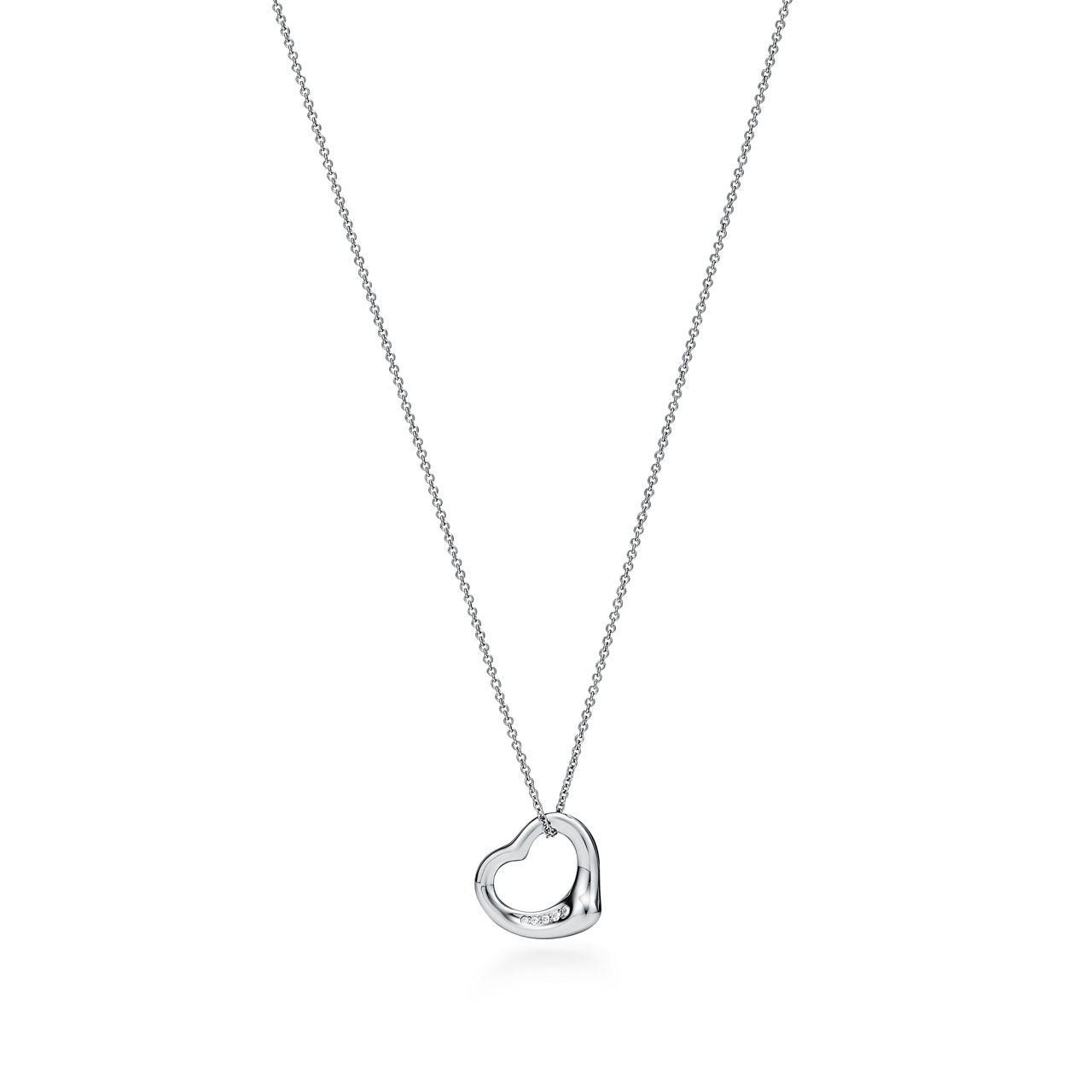 Open Heart Pendant in Platinum with Diamonds