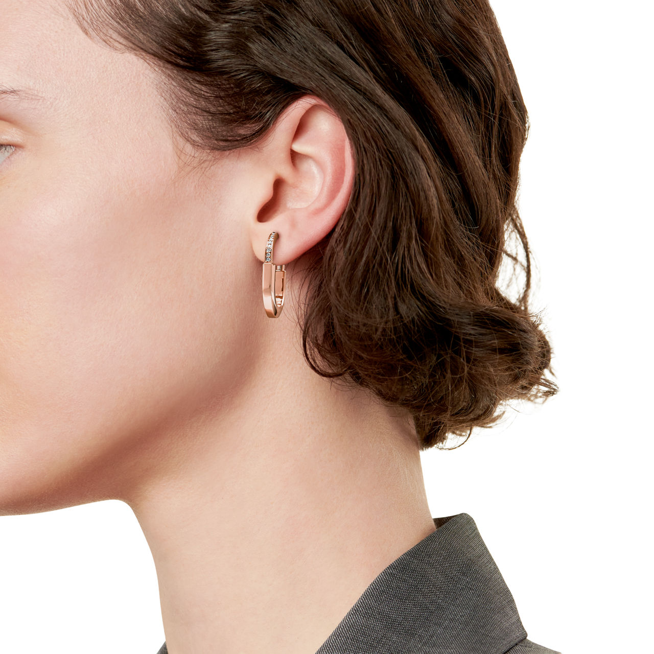 Earrings in Rose Gold with Diamonds, Medium