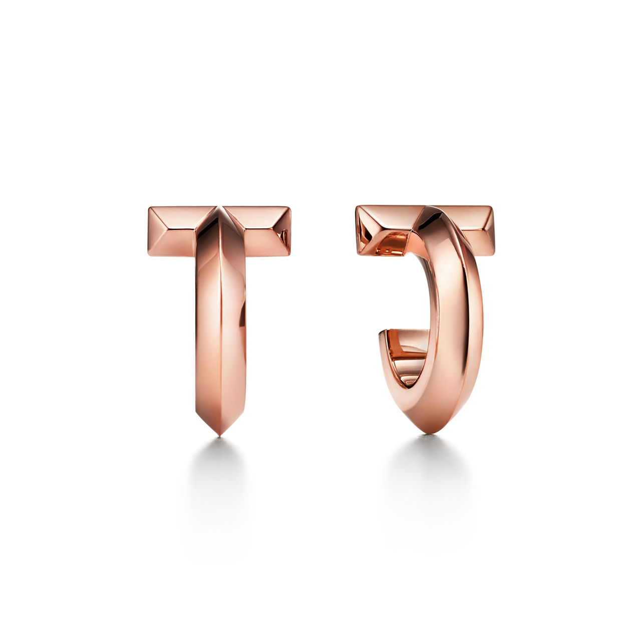 T1 Hoop Earrings in Rose Gold