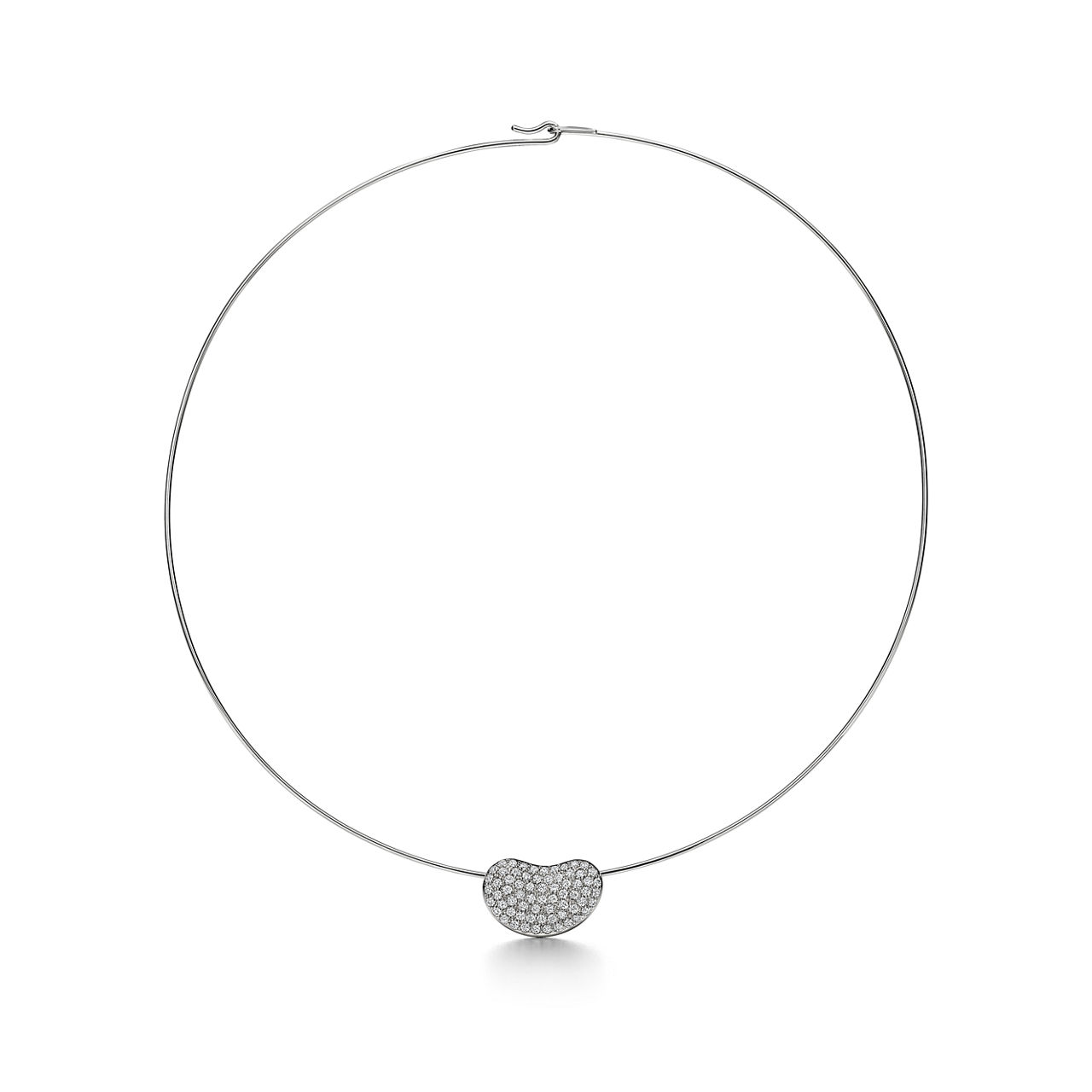 Wire Necklace in Platinum with Pavé Diamonds, 20 mm