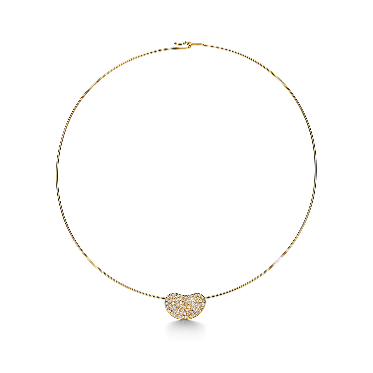 Wire Necklace in Platinum with Pavé Diamonds, 20 mm