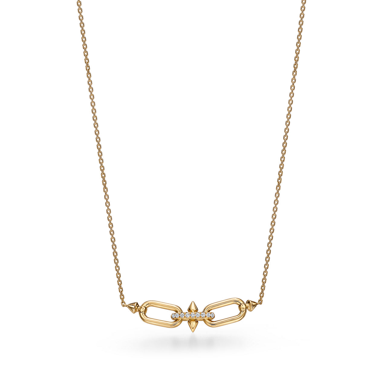 East West Pendant in Gold with Diamonds