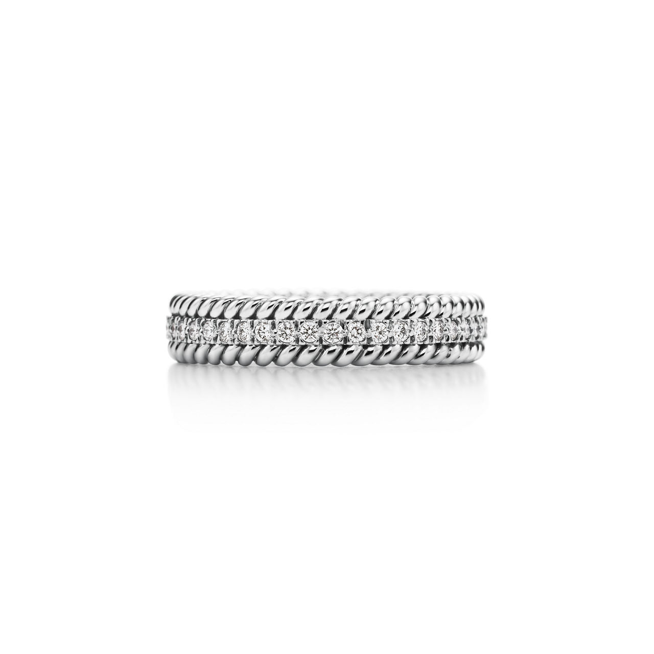 Two-row Ring in Platinum with Diamonds