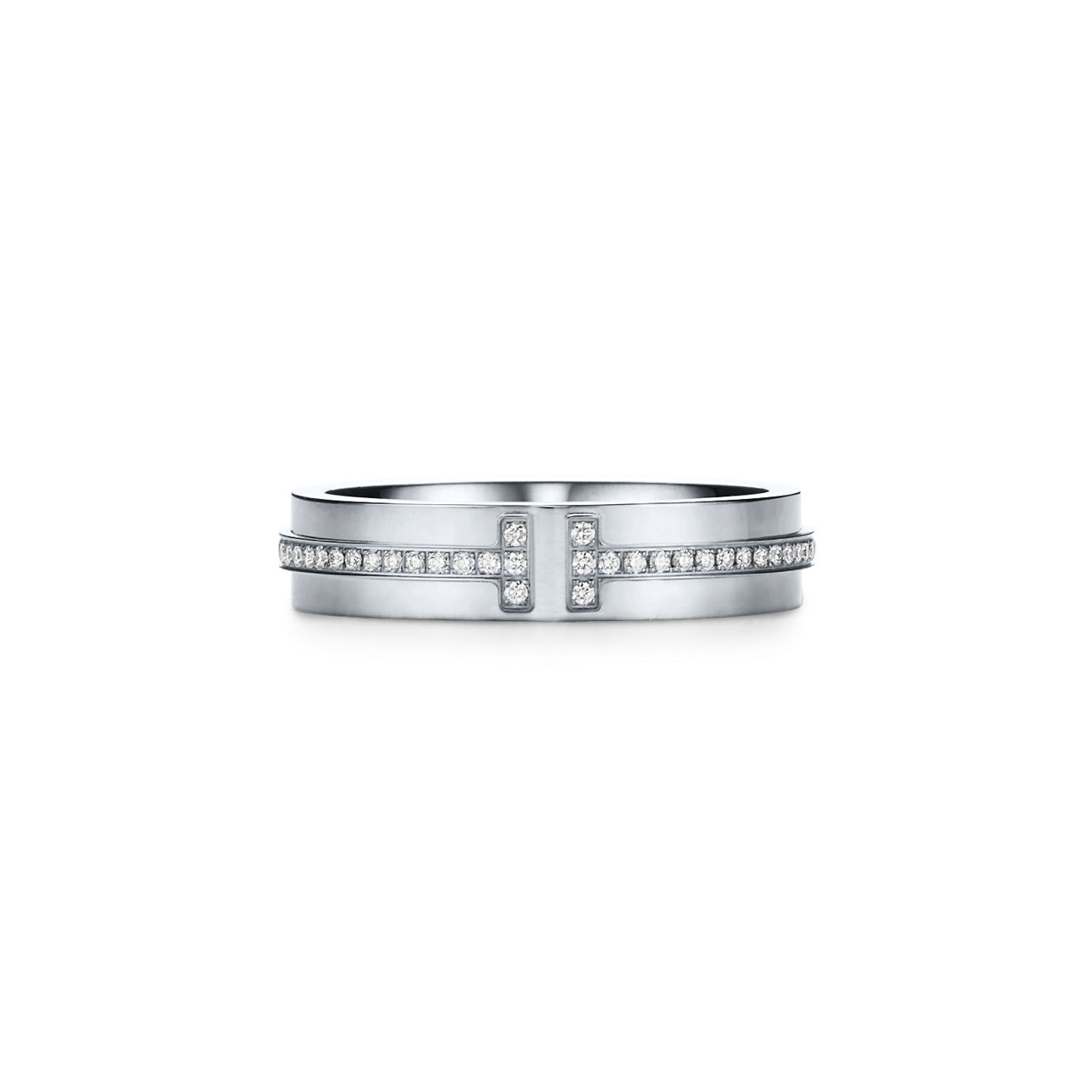 Narrow Diamond Ring in White Gold