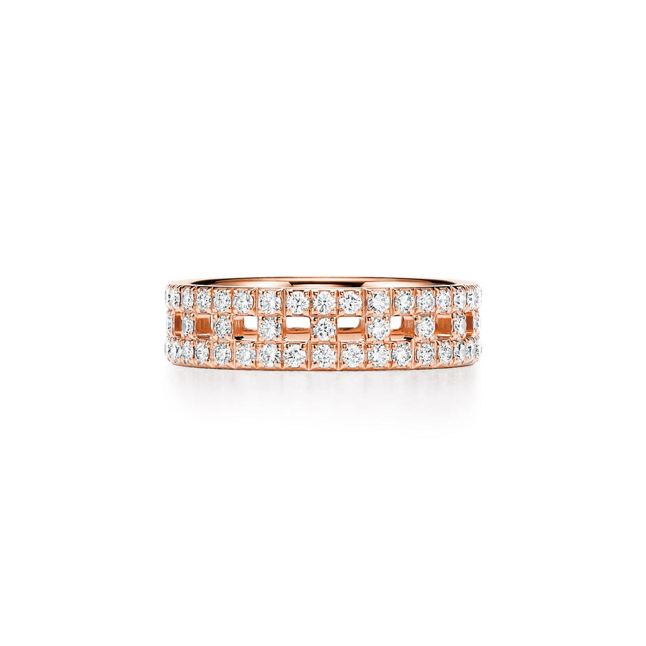 True Wide Ring in Rose Gold with Pavé Diamonds