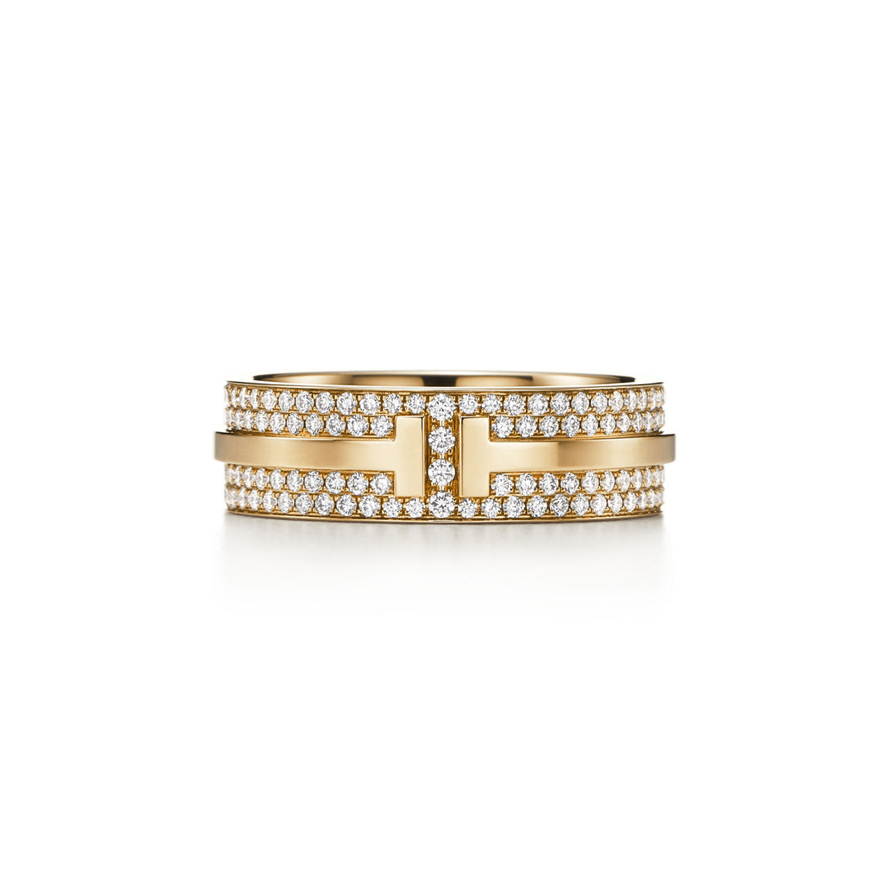 Wide Pavé Diamond Ring in Yellow Gold