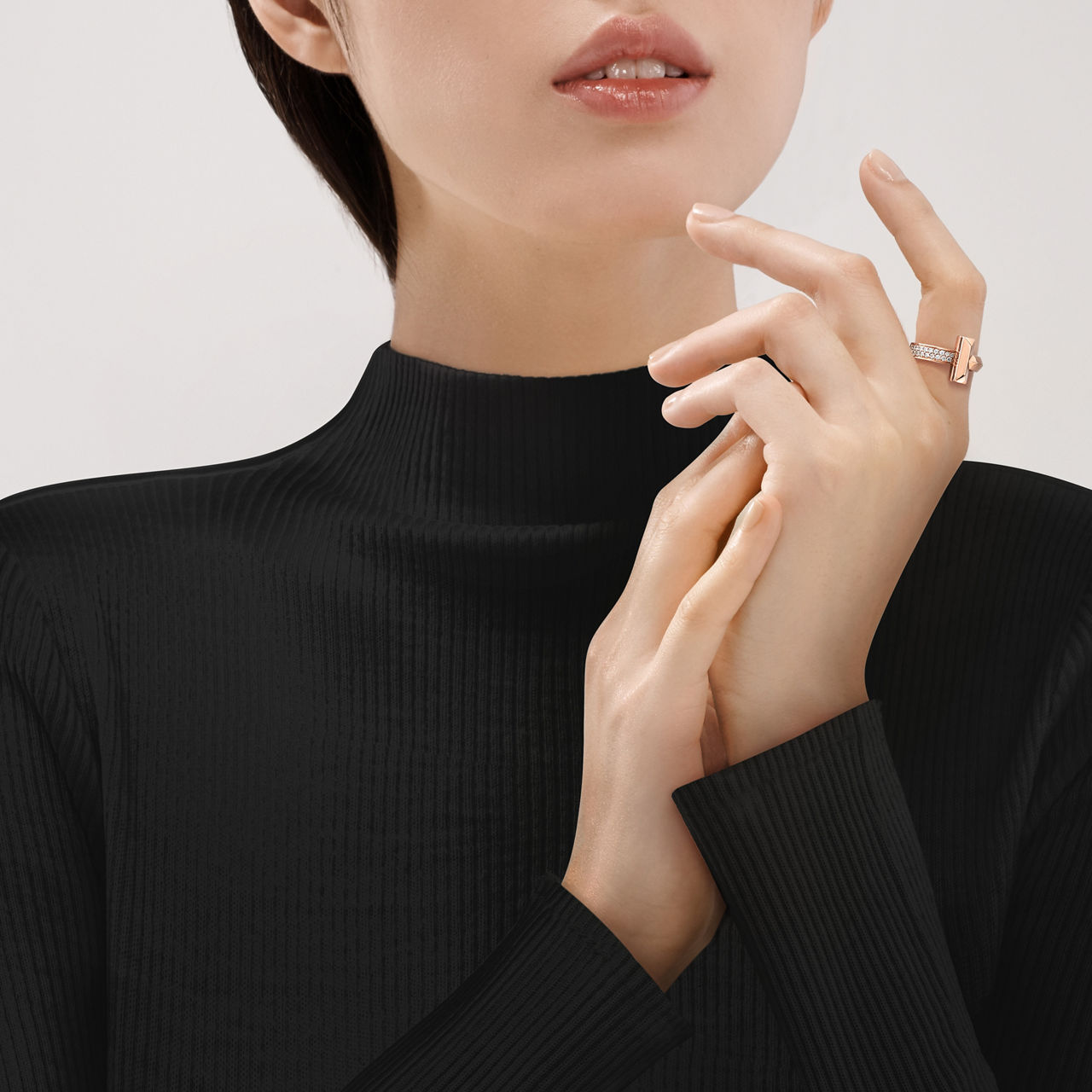 T1 Ring in Rose Gold with Diamonds