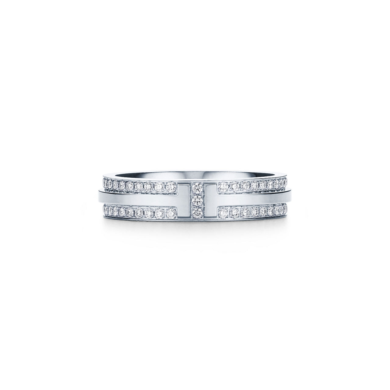 Narrow Pavé Diamond Ring in White Gold
