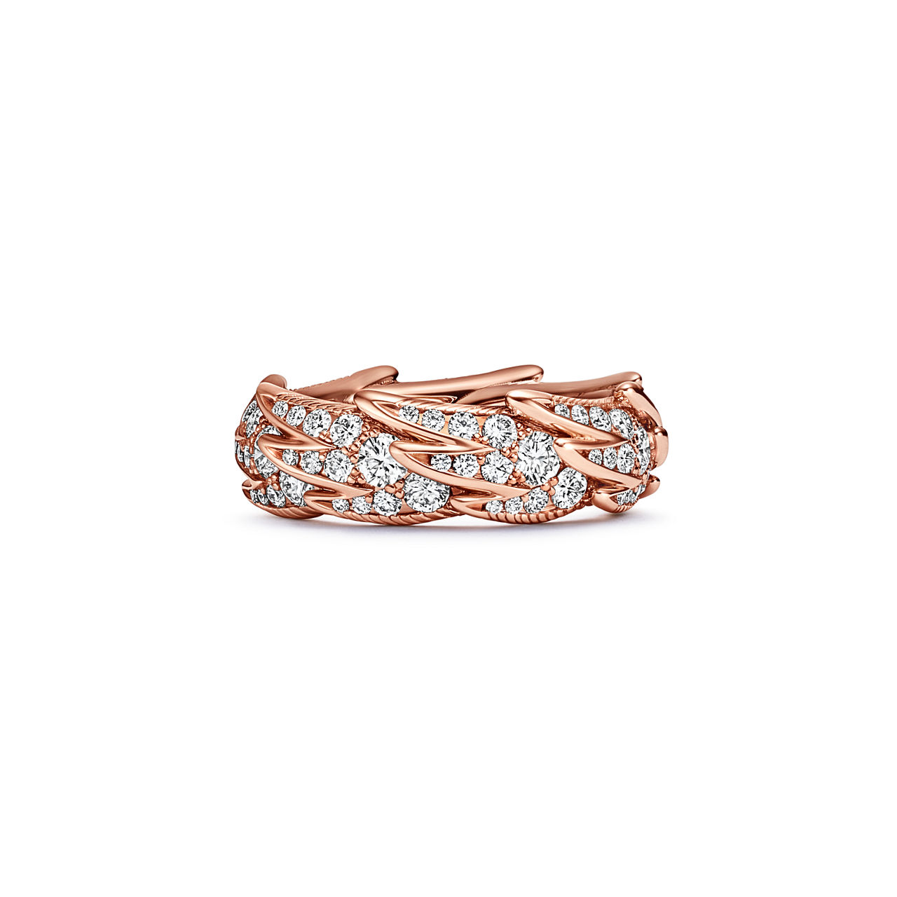 Wings Wide Ring in Rose Gold with Diamonds