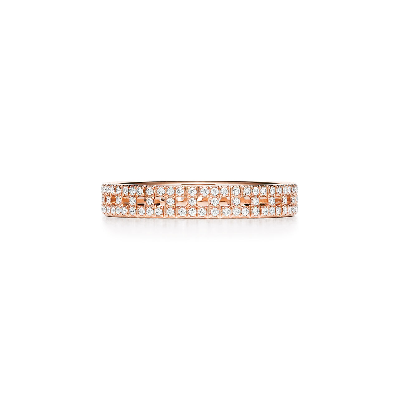 True Narrow Ring in Rose Gold with Pavé Diamonds