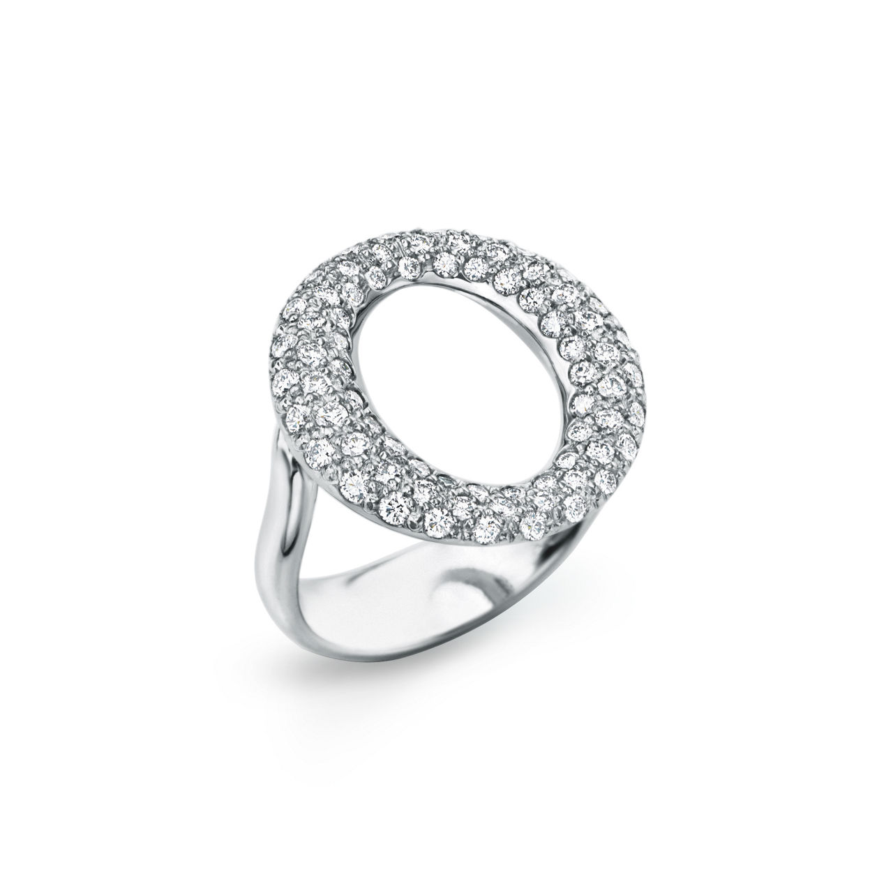 Platinum Elliptical Pavé Diamond Ring