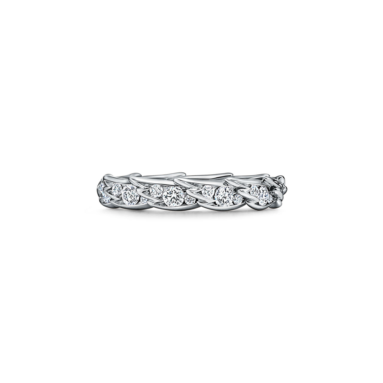 Wings Narrow Ring in Platinum with Diamonds