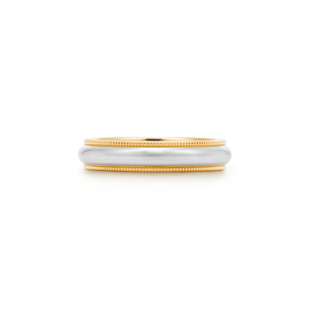 Milgrain Band Ring in Platinum, 4 mm Wide