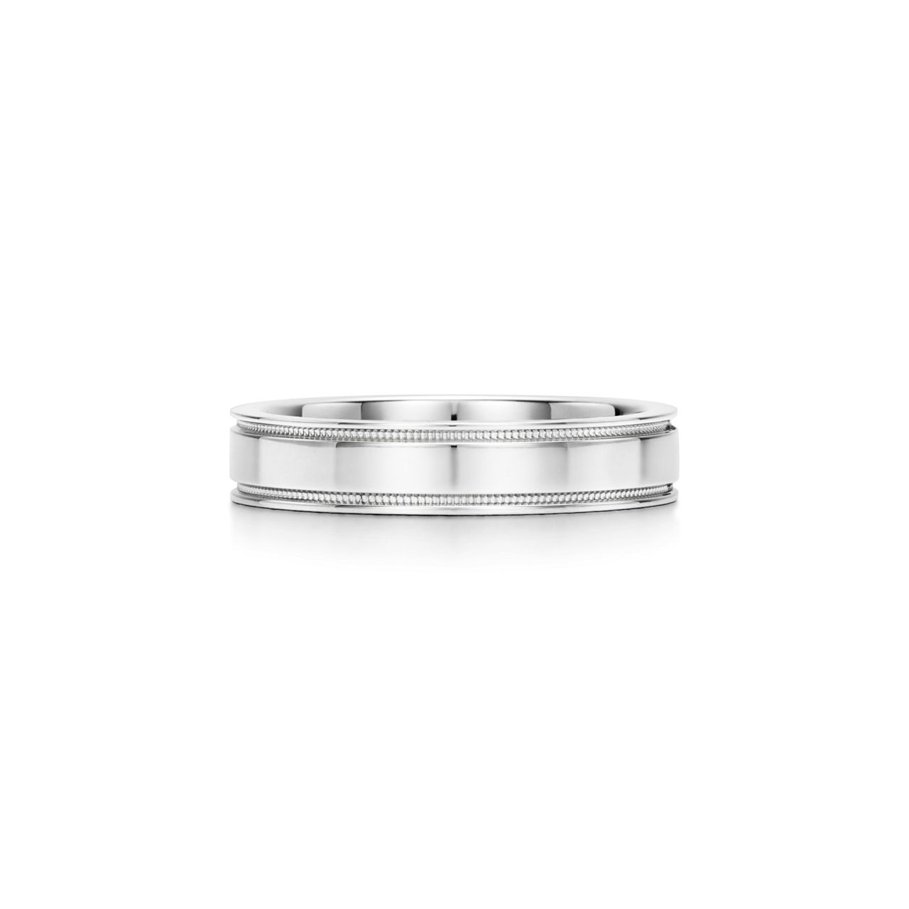 Double Milgrain Band Ring in Platinum, 4 mm Wide